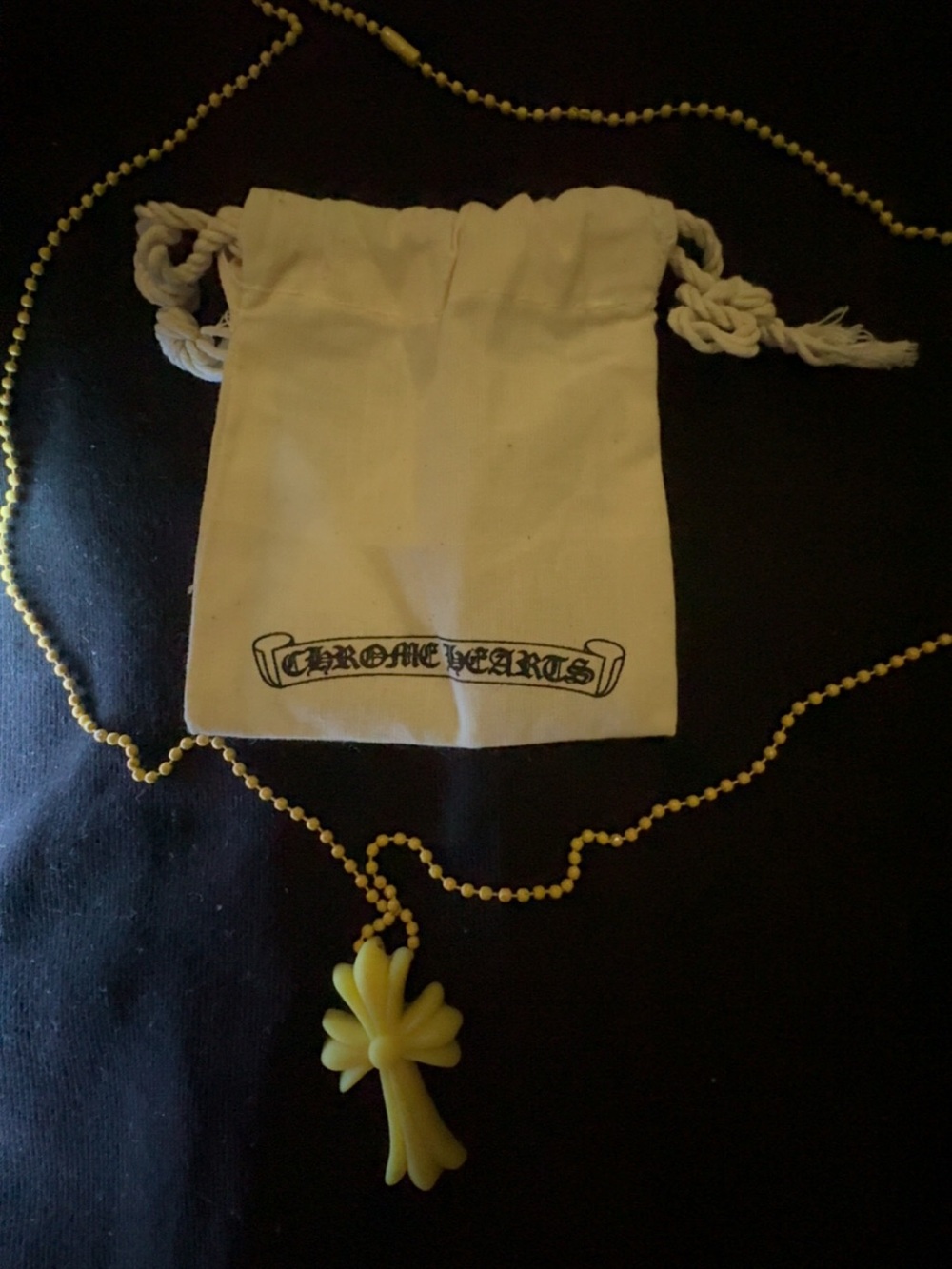 Chrome Hearts Yellow Flower Cross Pendant on Yellow Ball Chain